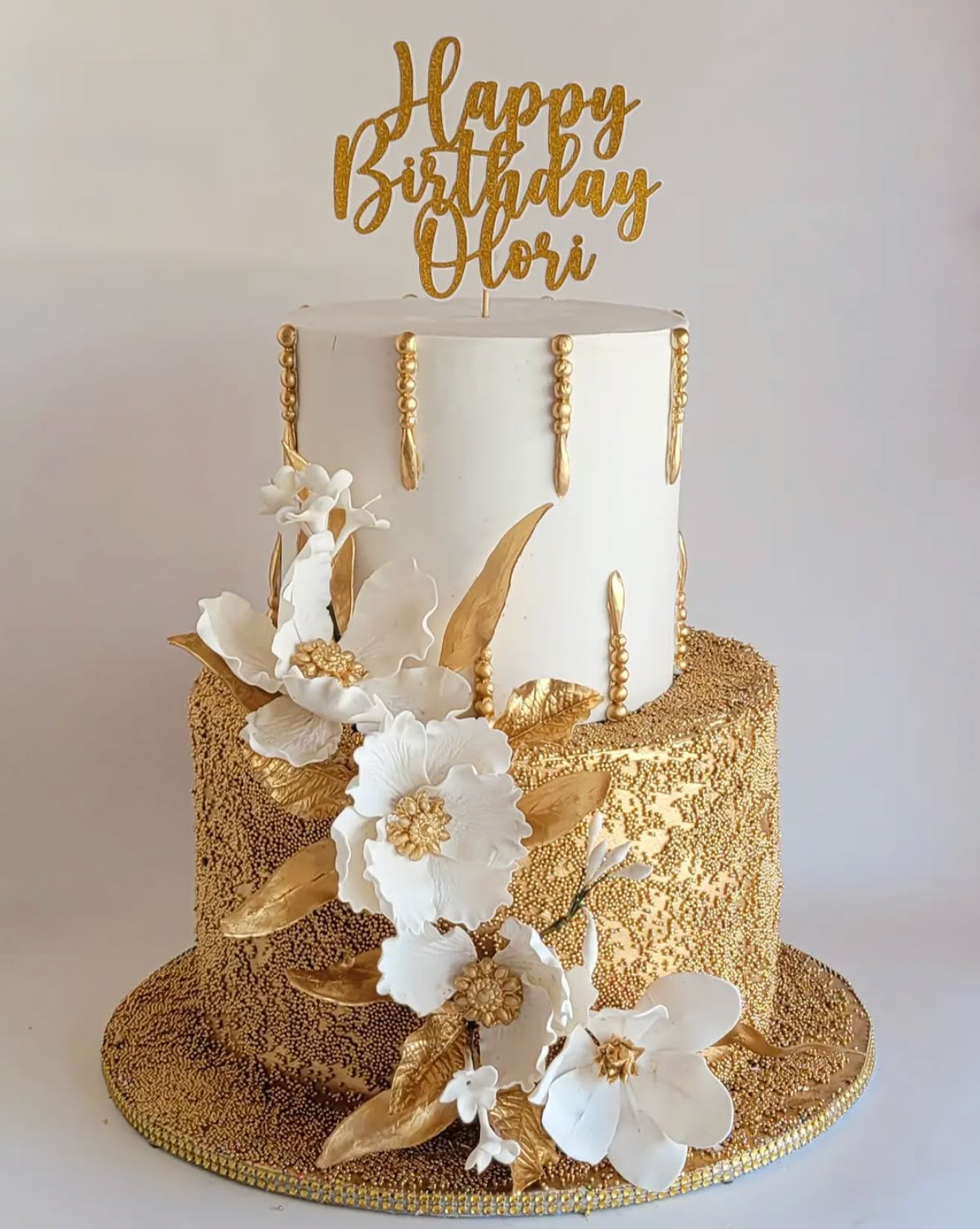 2-Tier Elegantly Decorated Birthday cake